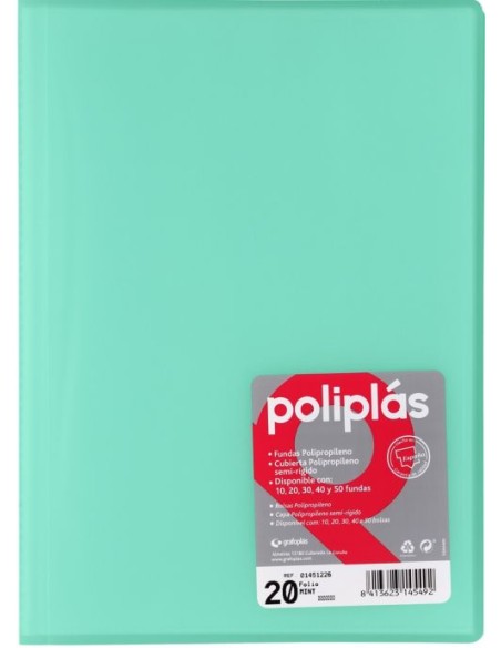 CARPETA Fº 40 FUNDAS SOLDADAS TRANSLUCIDAS VERDE AGUA